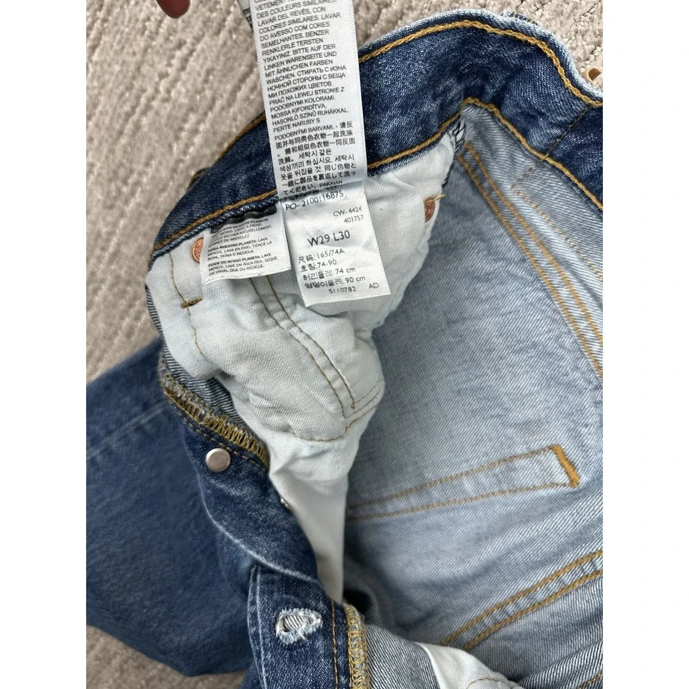 Levis 501 Jeans Mens 29x30 (fits 29x29) Blue Dark Wash Button Fly Straight Leg